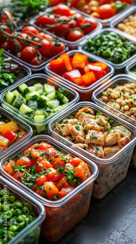 Healthy meal prep colorful vegetables in containers Healthy meal prep colorful vegetables in containers