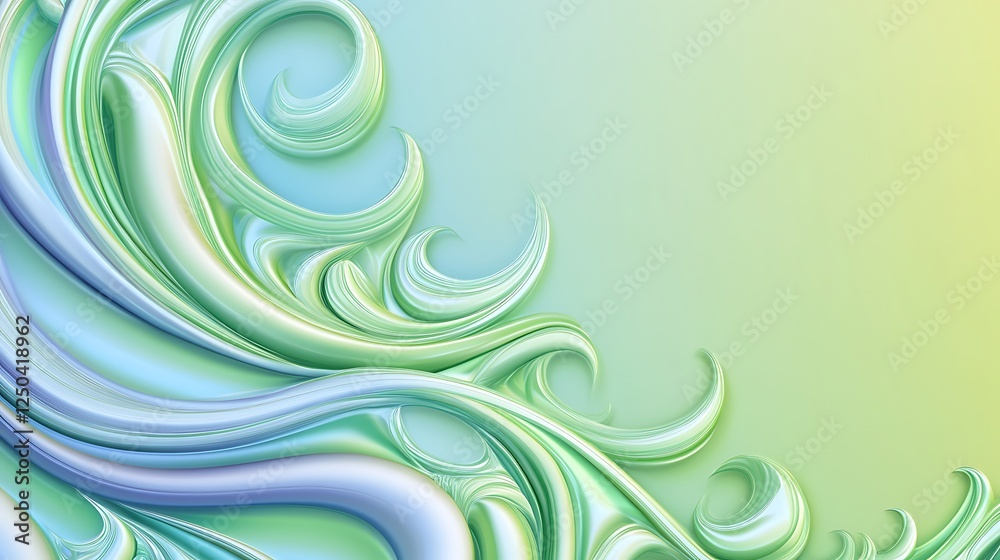 Abstract Green And Blue Swirling Floral Design Abstract Green And Blue Swirling Floral Design