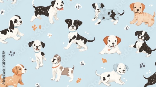 Cute Puppy Pattern Background