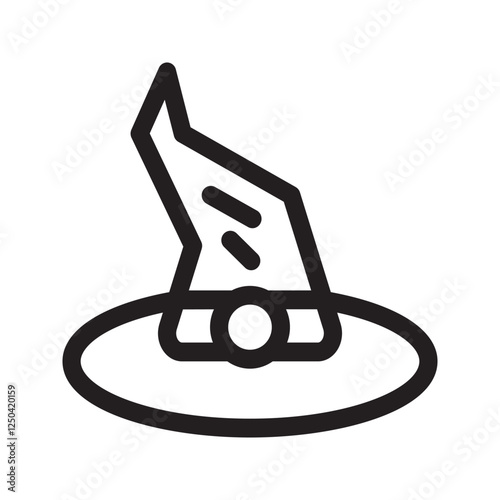  A sleek and spooky witch hat with sharp angles and a wide brim, ideal for Halloween costumes.