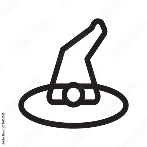  A curved black witch hat with a tall pointed tip, ideal for Halloween or fantasy-style designs.