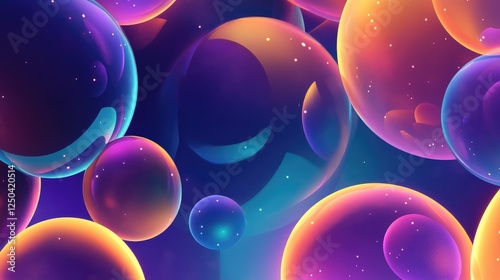 Colorful Abstract Bubbles in a Dreamlike Background with Glow Effects