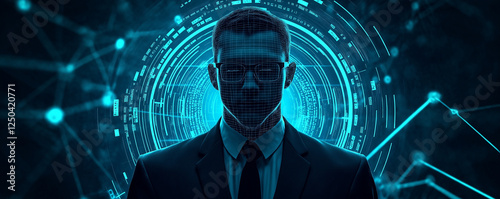 Tech-Savvy Businessman in Futuristic Digital Interface