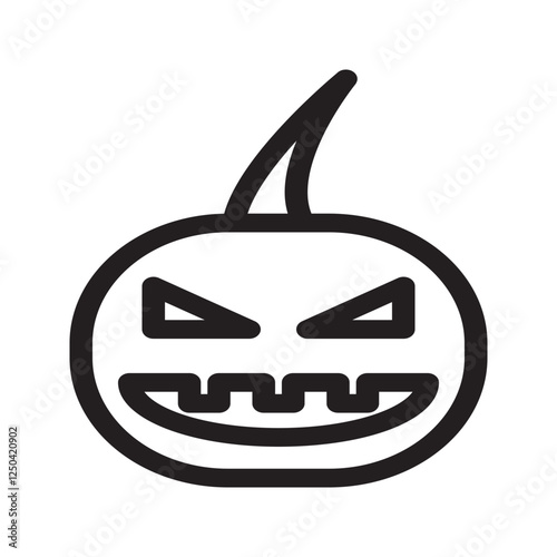 Glowing Halloween pumpkin carved with sharp edges and a sinister face. A classic decoration for spooky themes and festive nights.