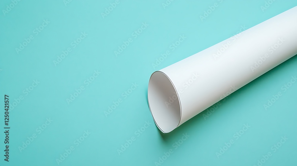 White paper roll on a teal background White paper roll on a teal background