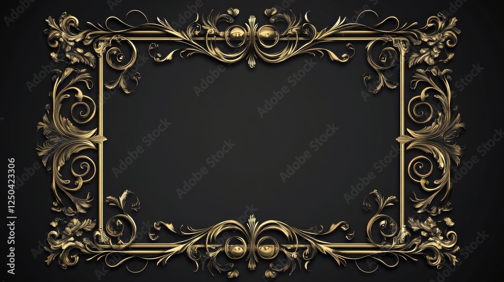 Elegant Golden Baroque Frame with Intricate Floral Design Elegant Golden Baroque Frame with Intricate Floral Design
