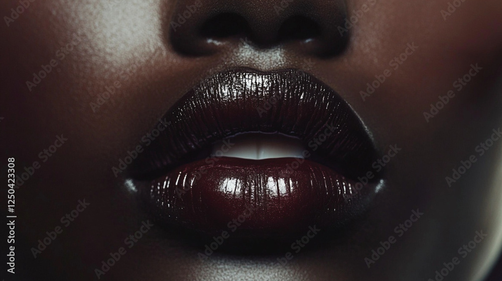 custom made wallpaper toronto digitalA model with luxury lips makeup. Her lips have dark lip liner, focusing on them.