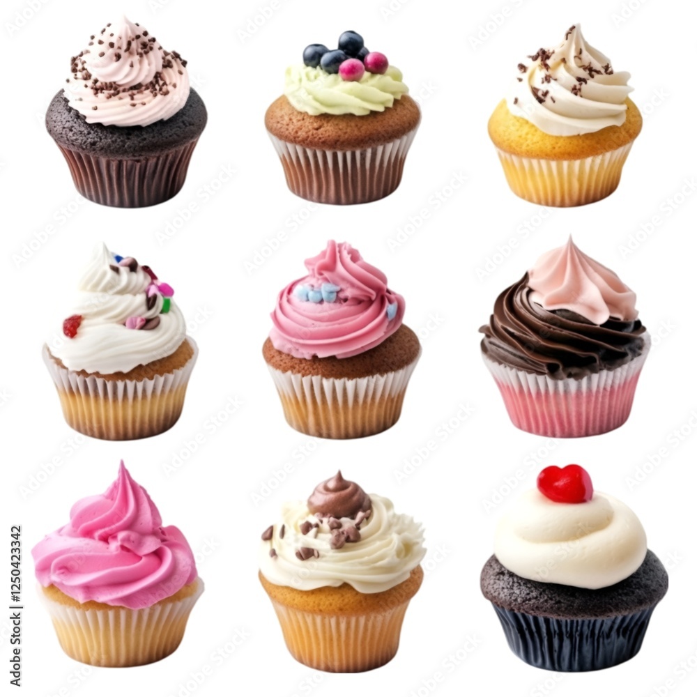 Fresh Cupcakes Isolated on White Background