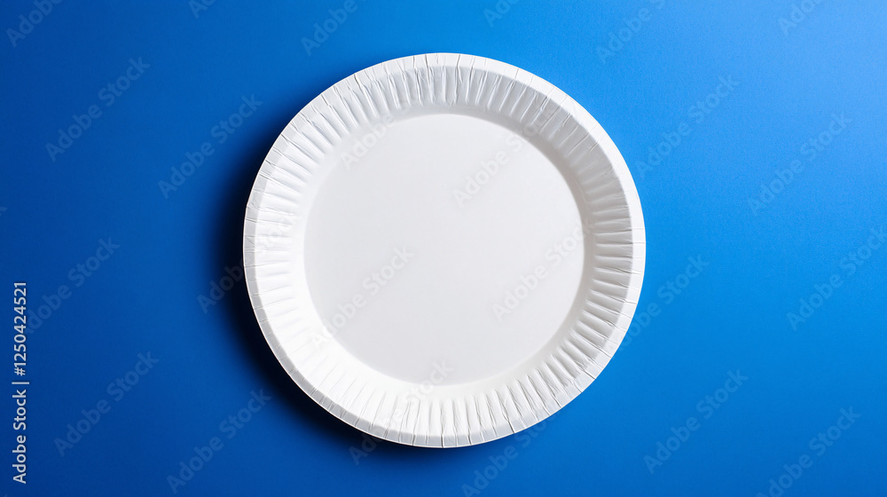 white paper plate on a blue background minimalist table setting photography white paper plate on a blue background minimalist table setting photography