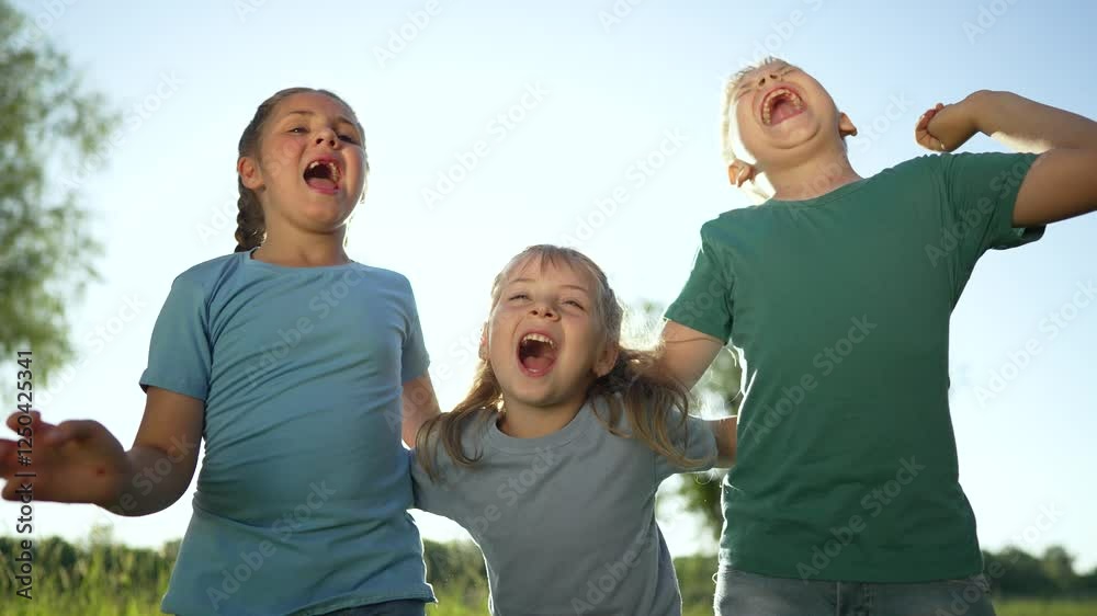 Kids have fun together in kindergarten in park. team building children. friendship of children in kindergarten. active games in team in fresh air in kindergarten. team building. happy family concept