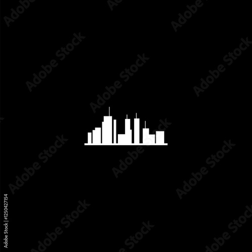 City skyline icon isolated on dark background