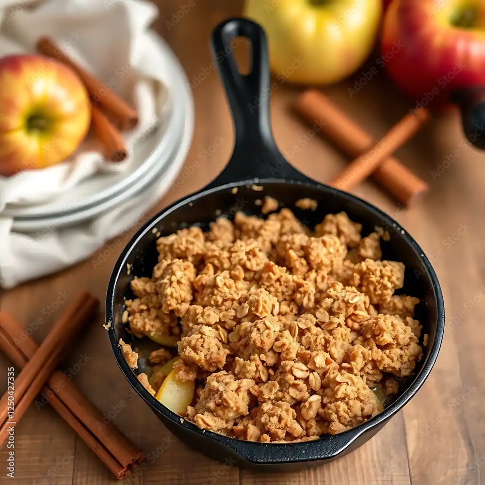 Apple Crumble Dessert in Cast Iron Skillet Apple Crumble Dessert in Cast Iron Skillet