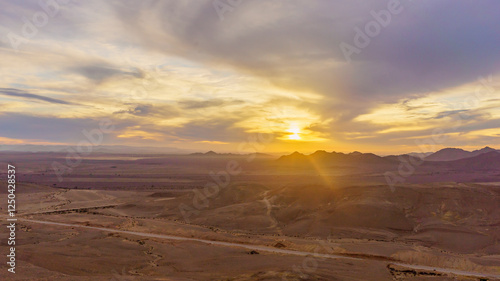 Sunset view from Mount Hezekiah, Massive Eilat Nature Reserve