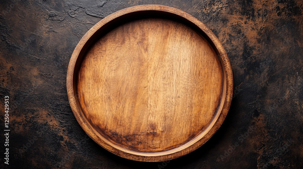 Fototapeta premium brown wooden plate on rustic background