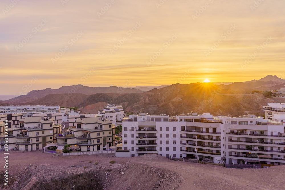 Sunset view of Eilat and its mountains