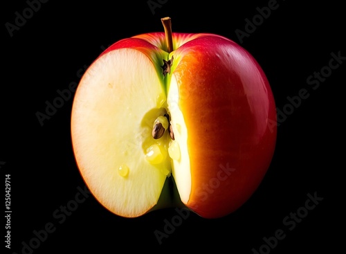 an image of a half eaten apple with a bite taken out of it, there is a half eaten apple with a bite taken out of it photo