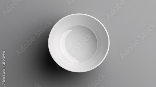 white empty bowl on a grey background  top down view