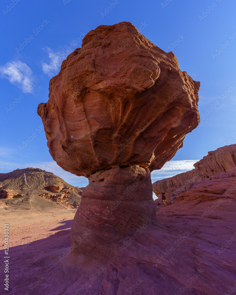 Mushroom rock formation in Timna desert park