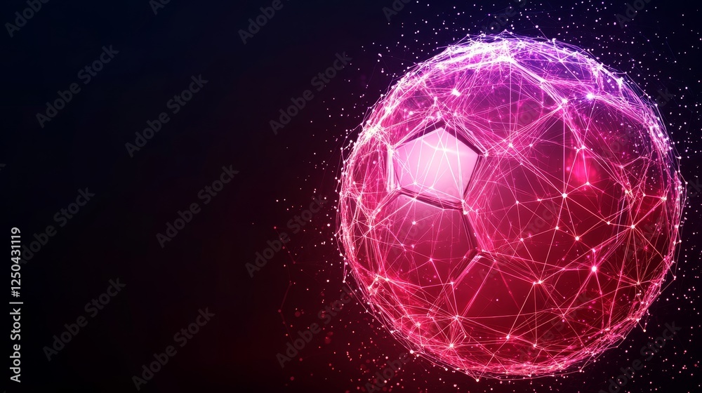 Fototapeta premium Abstract Soccer Ball Illustration - Low-poly design, vibrant colors, geometric shapes, soccer theme, stock photo.