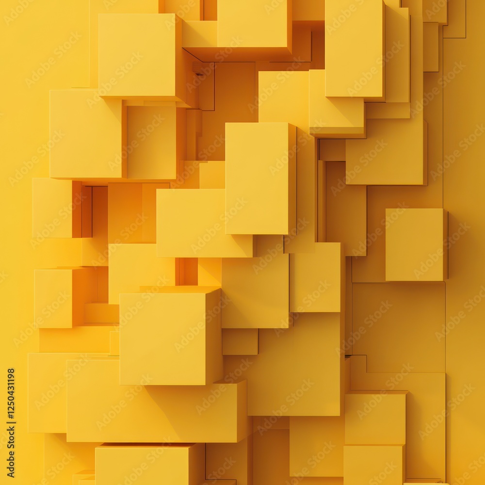 Abstract Yellow Cubes Background, 3D Render Abstract Yellow Cubes Background, 3D Render