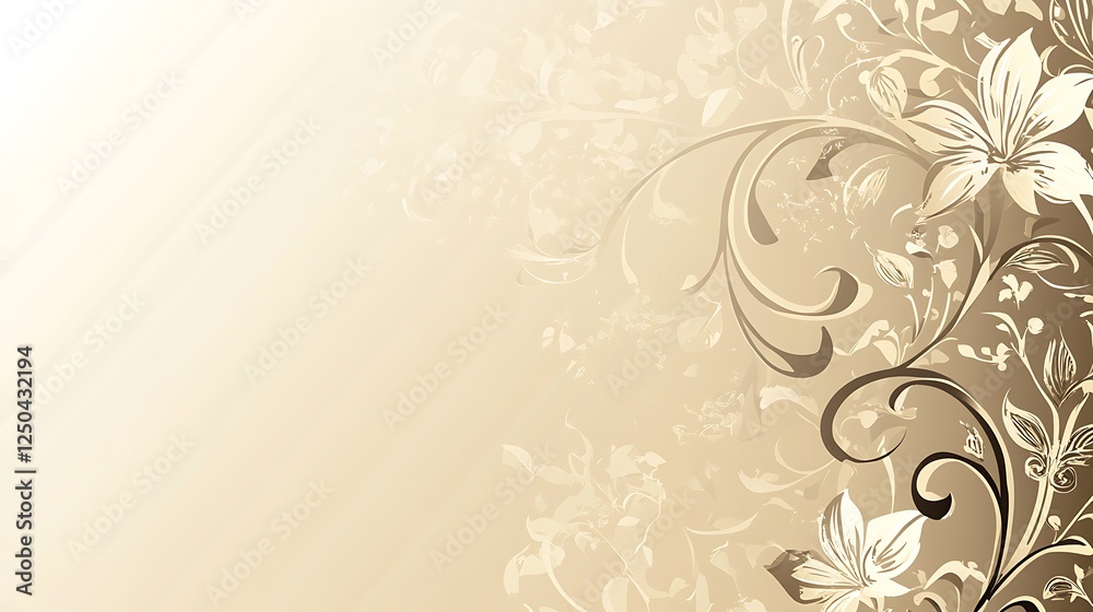 Elegant Beige Floral Background Design with Lilies Elegant Beige Floral Background Design with Lilies