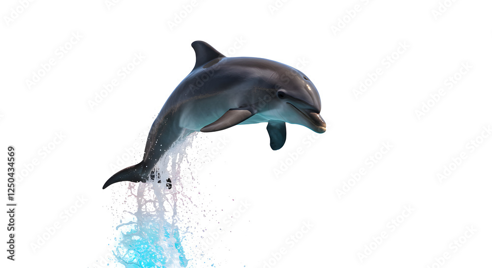 Naklejka premium Dolphin Leaping High Ocean Splash Water Jump