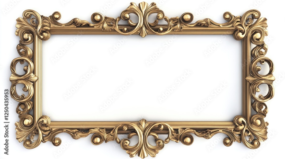 Ornate Gold Picture Frame with Intricate Design and Empty Space Ornate Gold Picture Frame with Intricate Design and Empty Space