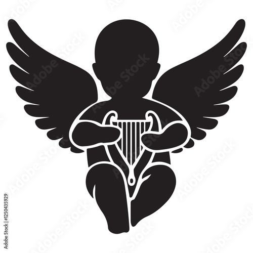 cute baby angel silhouette vector style