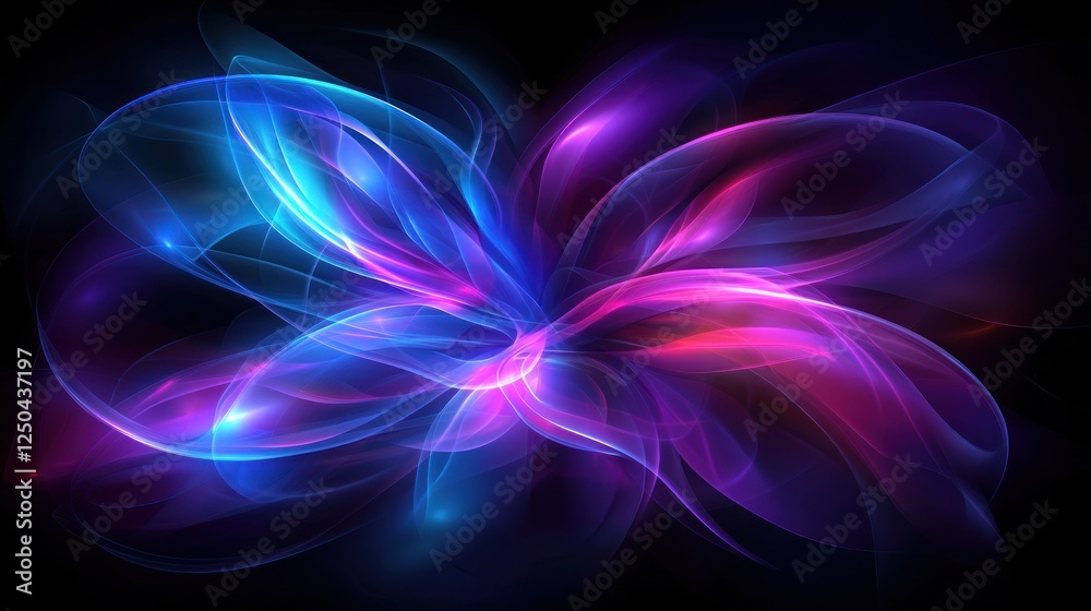 Abstract colorful light waves creating a vibrant pattern against a dark background