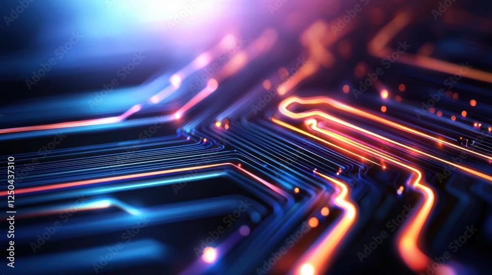Fototapeta premium Glowing Circuit Board, Technology, Abstract Background