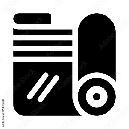 Yoga mat glyph icon
