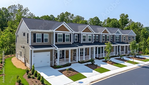 Townhomes Row Exterior Sunny Day
