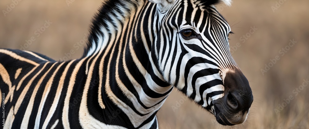 Close-Up Shot of a Zebra Showcasing Intricate Black and White Stripes in Natural Habitat with Soft Focus Background Close-Up Shot of a Zebra Showcasing Intricate Black and White Stripes in Natural Habitat with Soft Focus Background