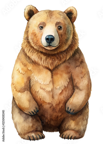 Cute watercolor bear illustration, realistic animal art, nature-themed decor, children's room design.