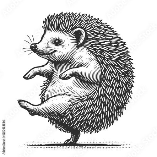 Stylized Hand-Drawn Hedgehog Illustration