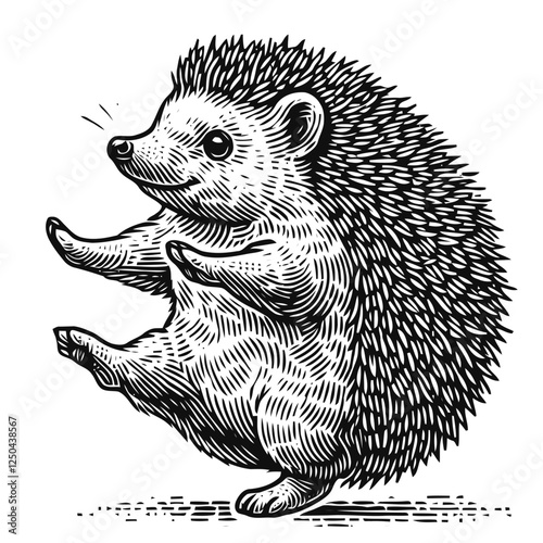 Stylized Hand-Drawn Hedgehog Illustration
