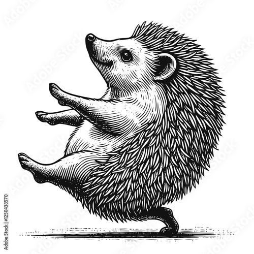 Stylized Hand-Drawn Hedgehog Illustration