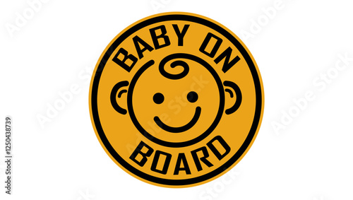 baby on board sign, black and yellow isolated silhouette