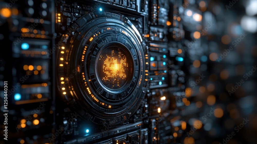 Digital AI system with privacy policy icons