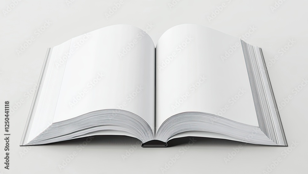 Open blank book, studio shot, white background, design mockup Open blank book, studio shot, white background, design mockup