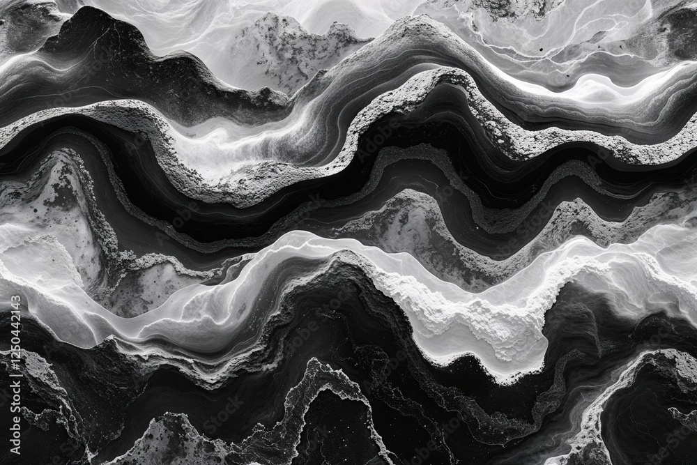 Fototapeta premium Monochrome Noise Texture with Abstract Liquid Flow and Marble Wave Gradients for Modern Retro Banner Design