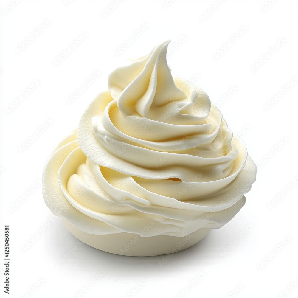 Creamy Soft Serve Ice Cream in a Cup with Swirls and Smooth Texture Against a White Background Creamy Soft Serve Ice Cream in a Cup with Swirls and Smooth Texture Against a White Background