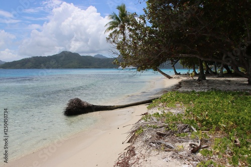 View from Motu Mahaea towards Taha'a Island, Society Islands, French Polynesia.