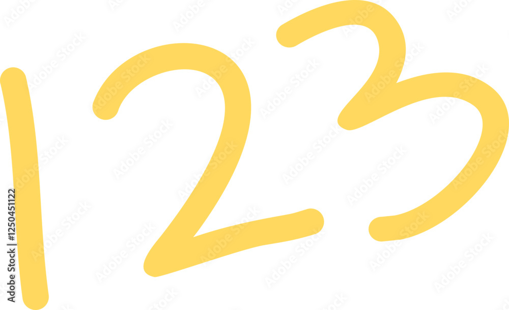 Colorful Handwritten Numbers 1, 2, 3 Colorful Handwritten Numbers 1, 2, 3