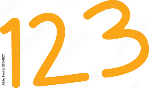 Colorful Handwritten Numbers 1, 2, 3