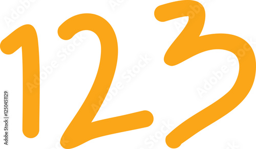 Colorful Handwritten Numbers 1, 2, 3