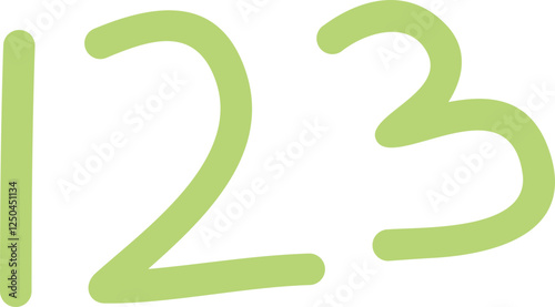 Colorful Handwritten Numbers 1, 2, 3