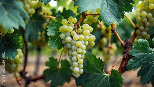 Wallpaper Mural Ripe white grapes hanging amidst lush green leaves in a vineyard showcasing a variety of grape species ready for harvest. Torontodigital.ca