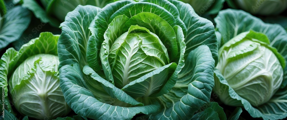 Fresh green cabbage heads in a lush garden setting showcasing natural textures and vibrant colors for culinary or agricultural themes. Fresh green cabbage heads in a lush garden setting showcasing natural textures and vibrant colors for culinary or agricultural themes.