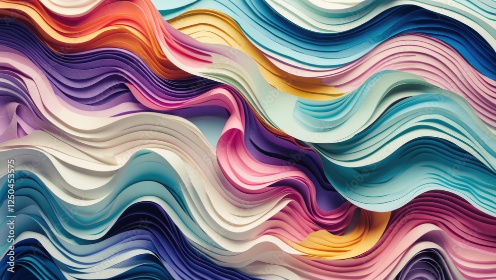 Colorful Textured Waves of Art Paper in Light Tones for Creative Design Backgrounds and Abstract Concepts Colorful Textured Waves of Art Paper in Light Tones for Creative Design Backgrounds and Abstract Concepts